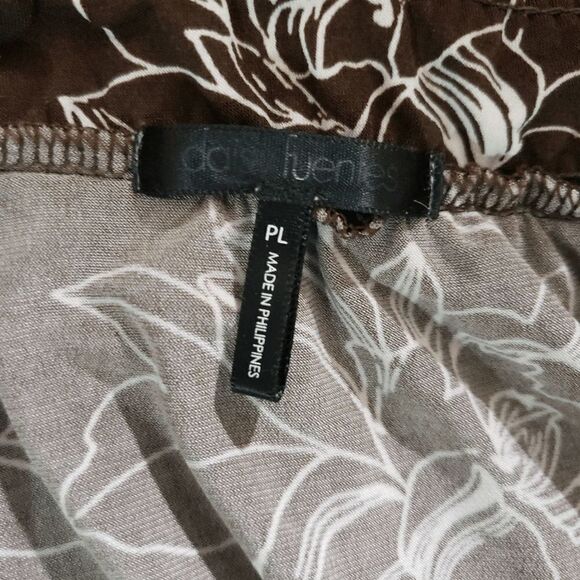 Daisy Fuentes Brown White Floral Sleeveless Ruffled Dress Size PL - Picture 6 of 8